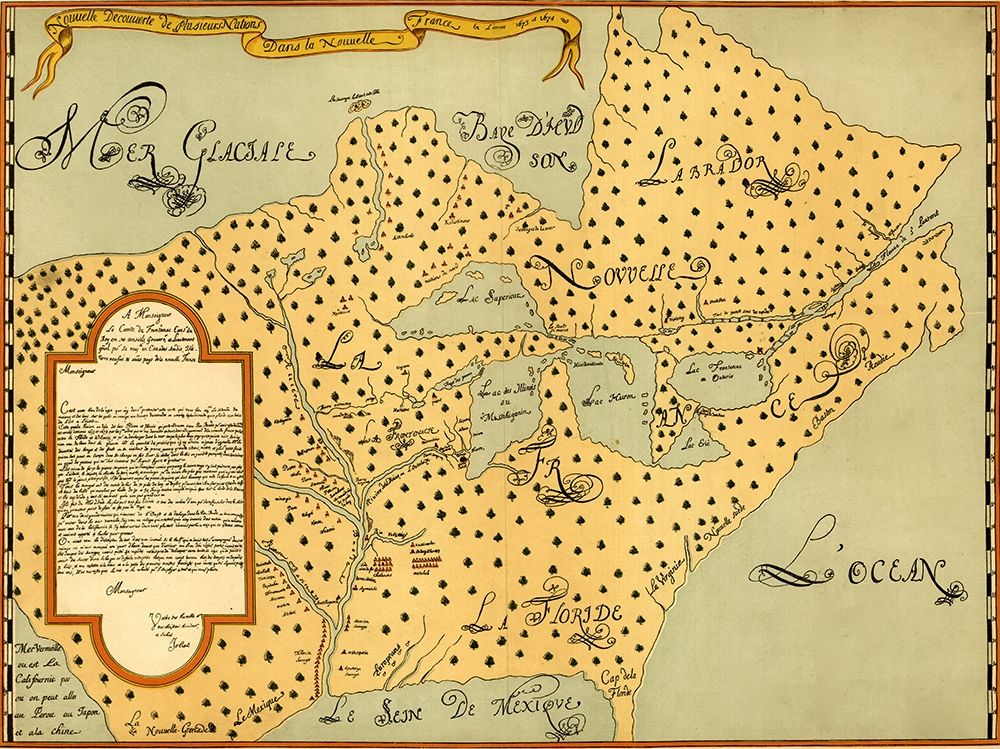 New France 1673 art print by Vintage Maps for $57.95 CAD