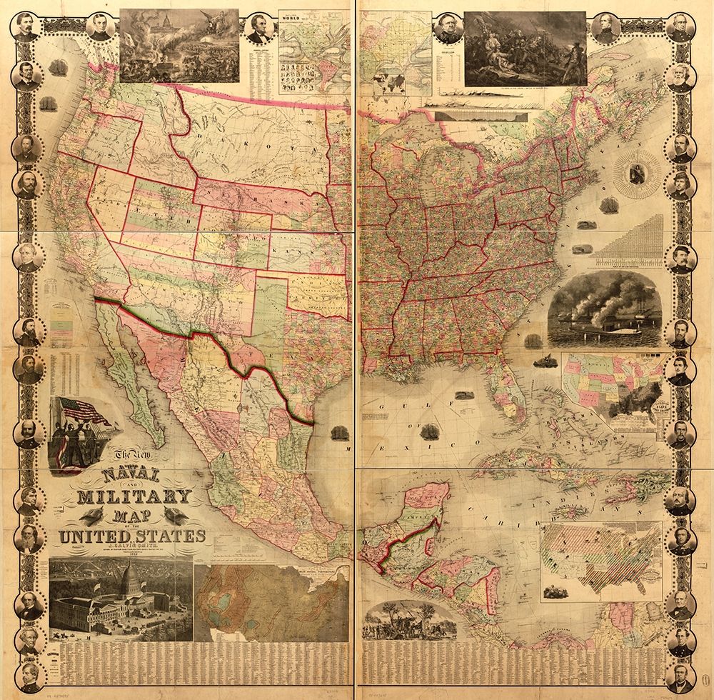 Naval Military Map of the United States 1862 art print by Vintage Maps for $57.95 CAD