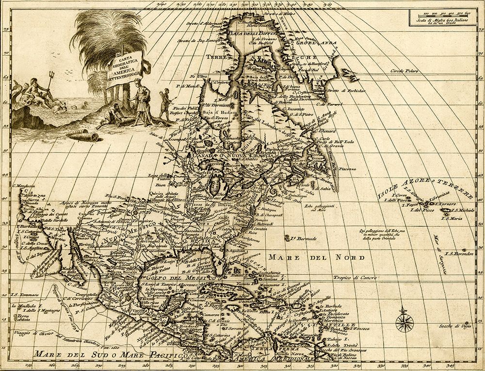 North America 1750 art print by Vintage Maps for $57.95 CAD