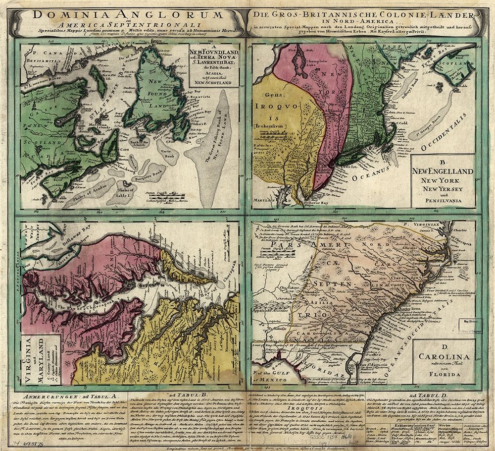 British Dominions in North America from New Foundland to Carolina 1770 art print by Vintage Maps for $57.95 CAD