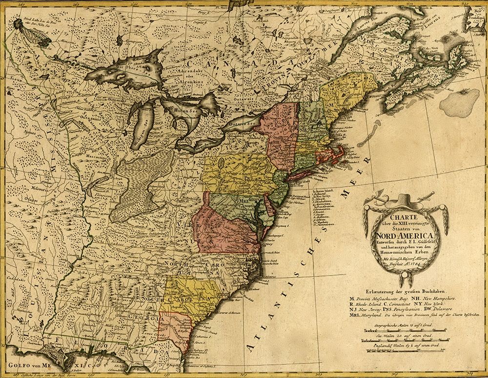 Eighteenth Century Map of the United States 1784 art print by Vintage Maps for $57.95 CAD