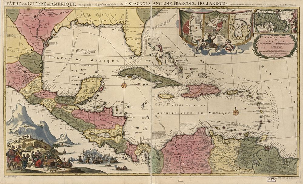 Theatre or War Mexican Archipelago and the Caribbean 1757 art print by Vintage Maps for $57.95 CAD