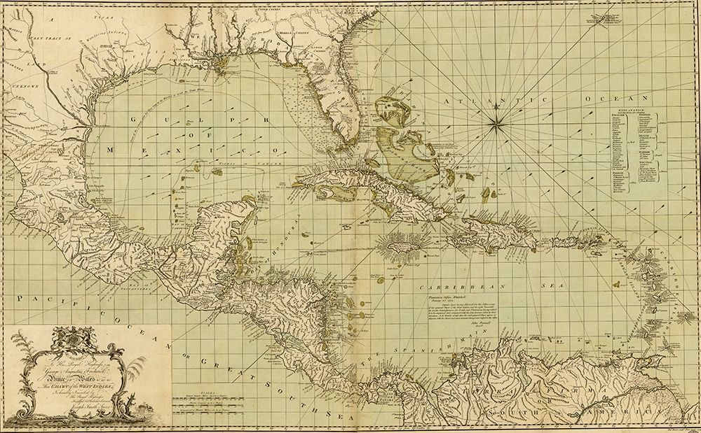 Chart of the West Indies 1796 art print by Vintage Maps for $57.95 CAD