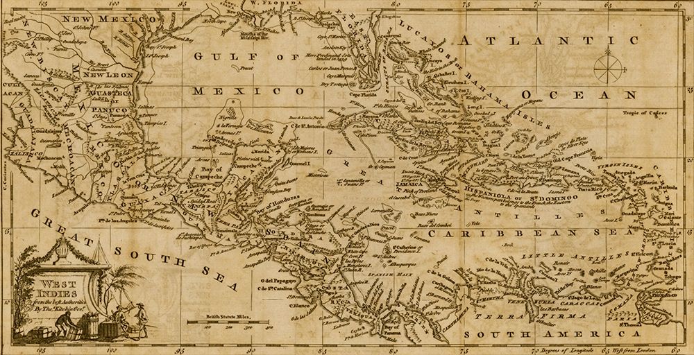 West Indies 1782 art print by Vintage Maps for $57.95 CAD