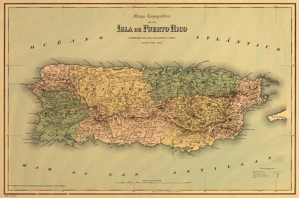 Puerto Rico 1886 art print by Vintage Maps for $57.95 CAD
