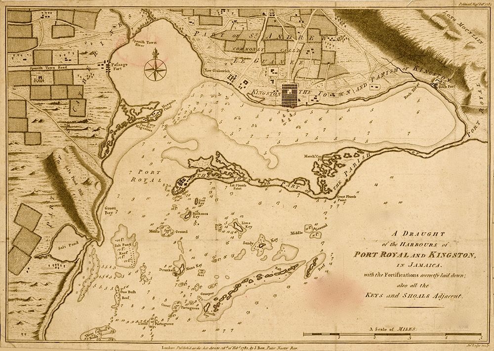 Jamaica-Port Royal 1796 art print by Vintage Maps for $57.95 CAD