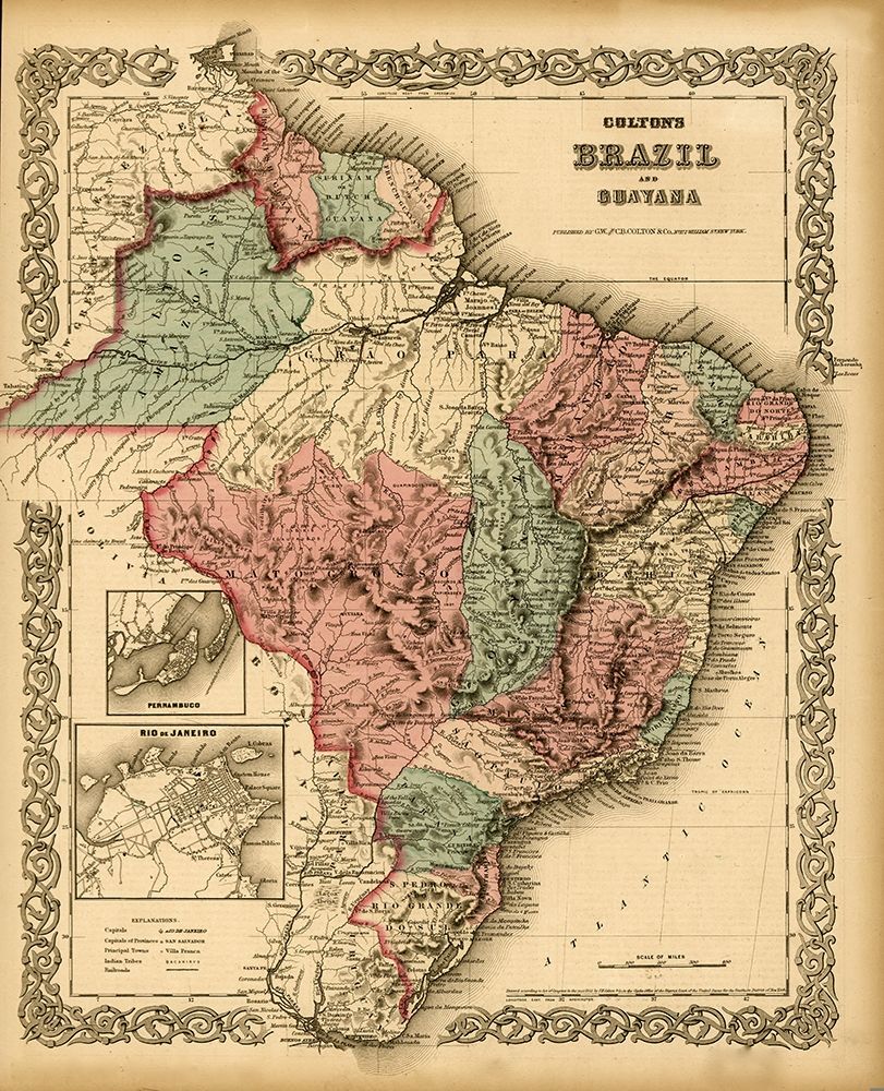 Brazil 1871 art print by Vintage Maps for $57.95 CAD