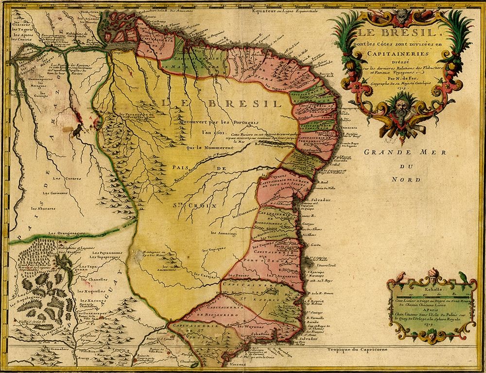Brazil 1719 art print by Vintage Maps for $57.95 CAD