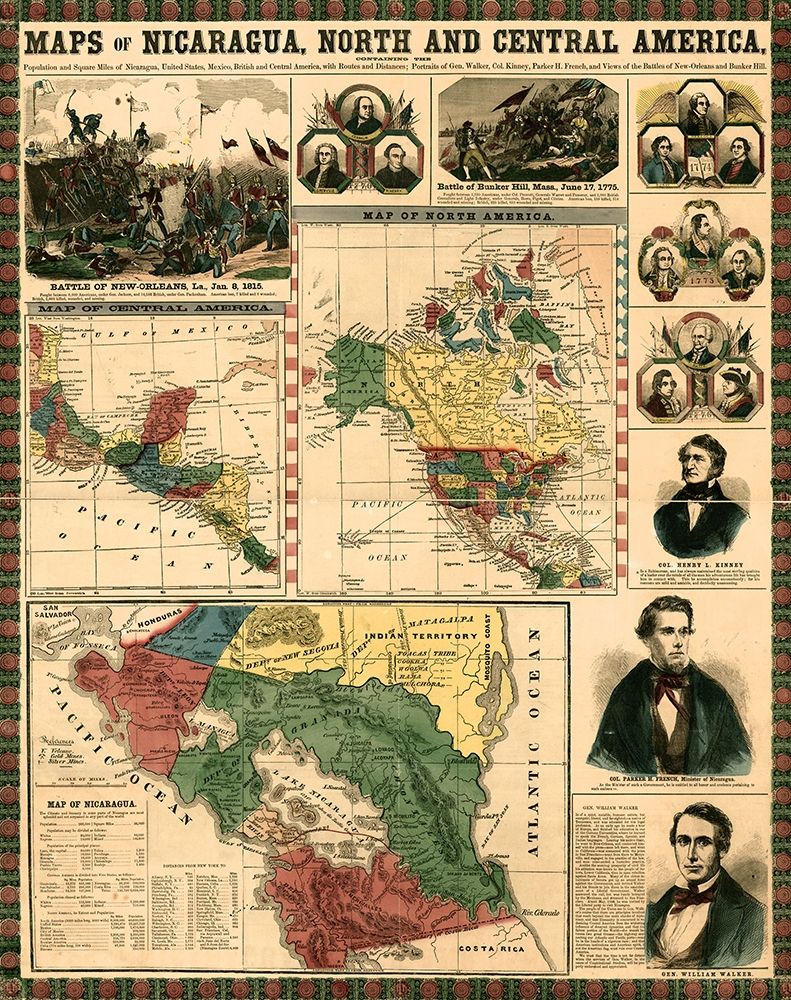 Nicaragua and Central America-Mexico-isthmus of Panama art print by Vintage Maps for $57.95 CAD
