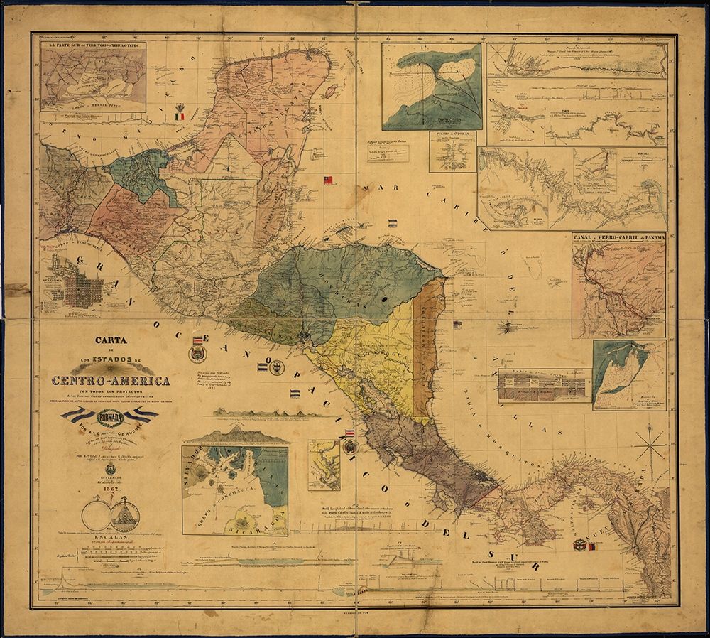 States of Central America 1862 art print by Vintage Maps for $57.95 CAD