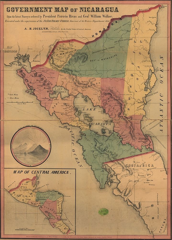 Nicaragua art print by Vintage Maps for $57.95 CAD