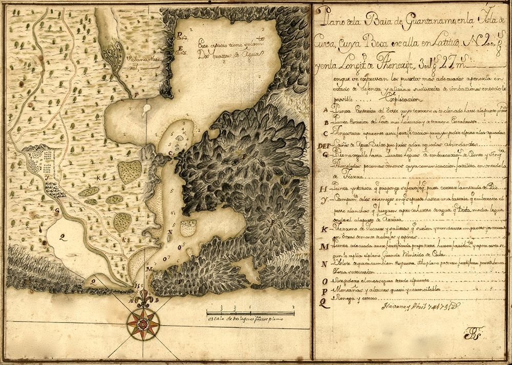Plan of Guantanamo Bay Cuba 1751 art print by Vintage Maps for $57.95 CAD