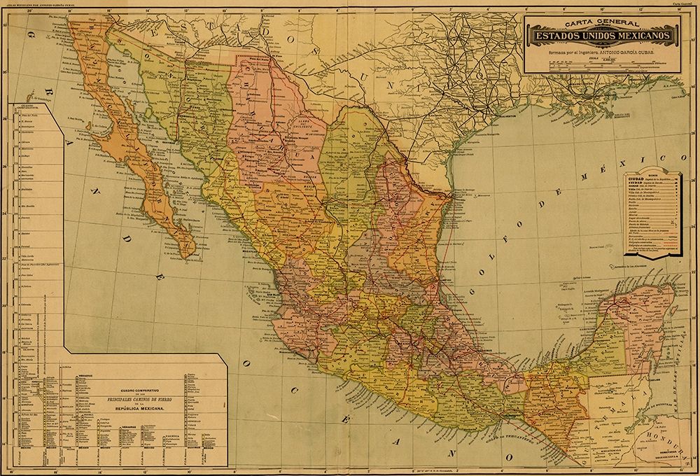 Mexico art print by Vintage Maps for $57.95 CAD