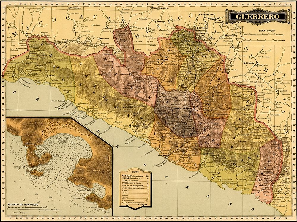 Guerrero 1844 art print by Vintage Maps for $57.95 CAD