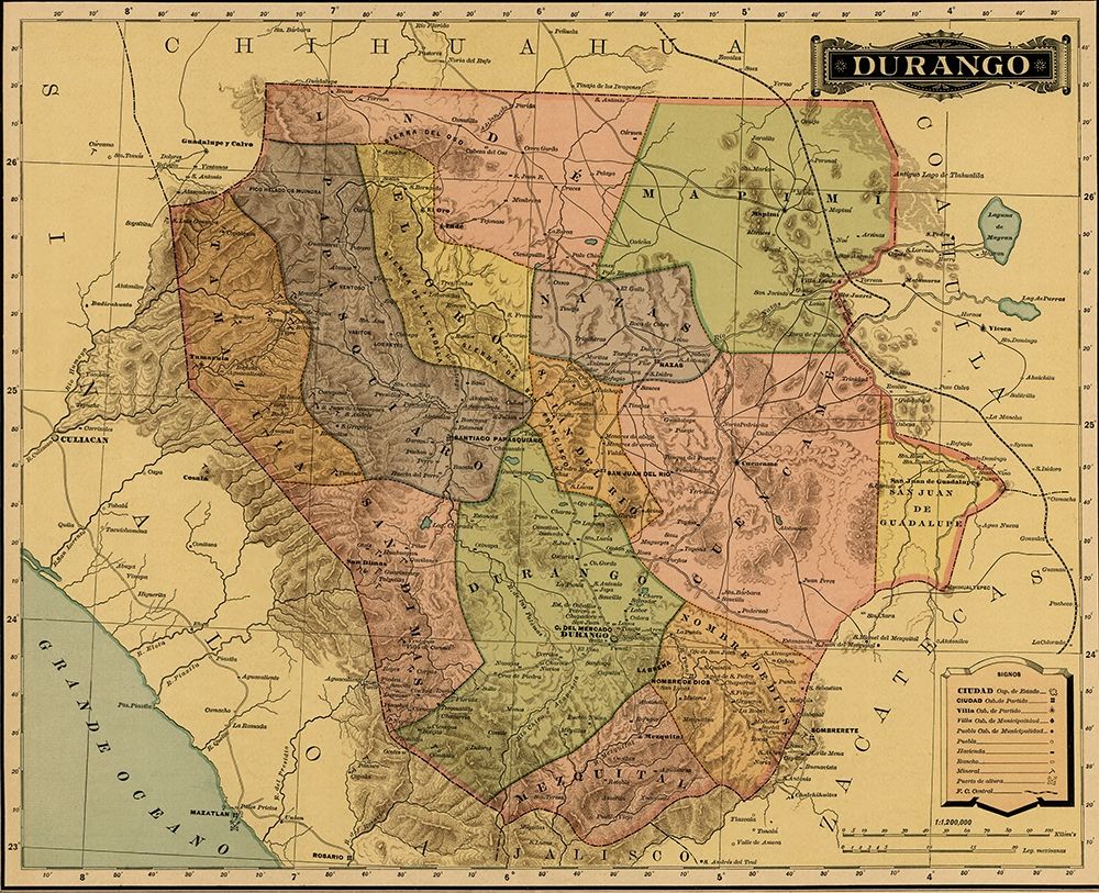 Durango 1844 art print by Vintage Maps for $57.95 CAD