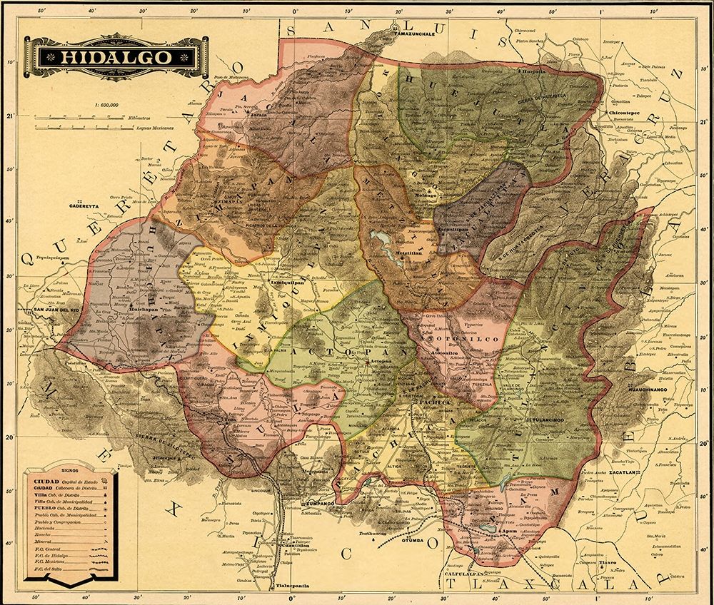 Hidalgo 1844 art print by Vintage Maps for $57.95 CAD