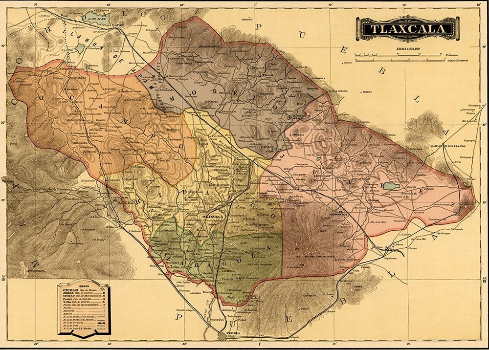 Tlaxcala 1844 art print by Vintage Maps for $57.95 CAD