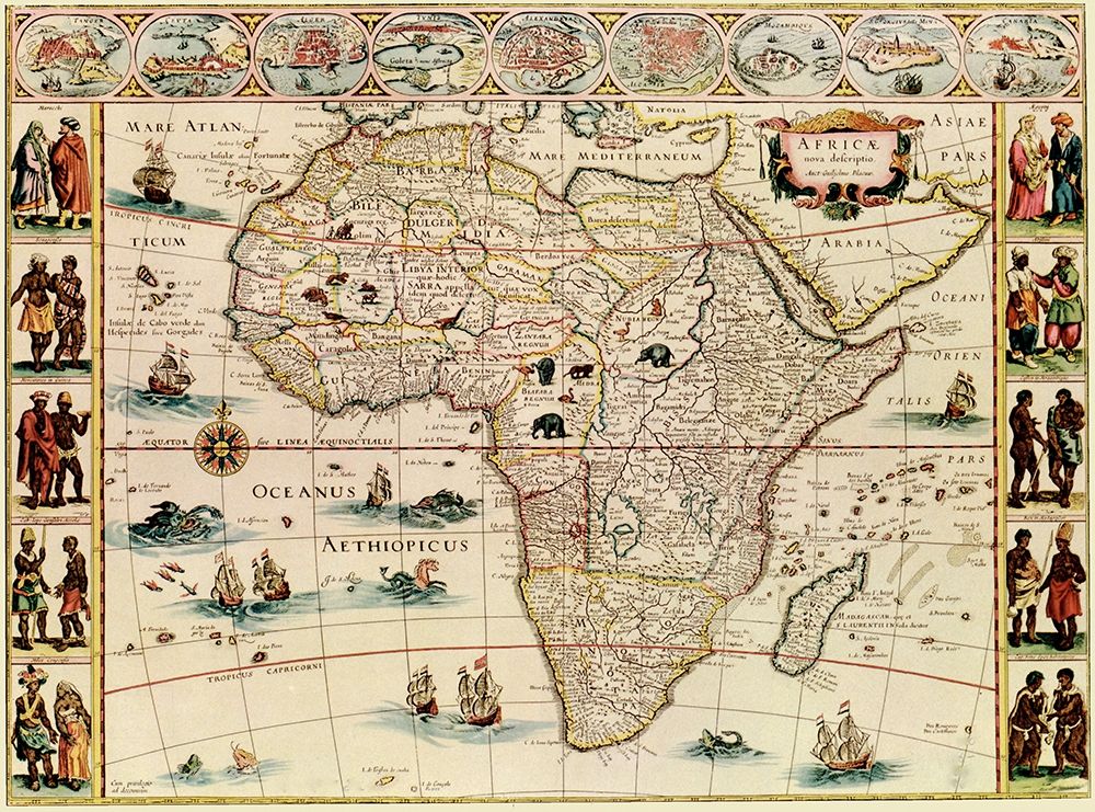 Africa 1666 with its peoples art print by Vintage Maps for $57.95 CAD