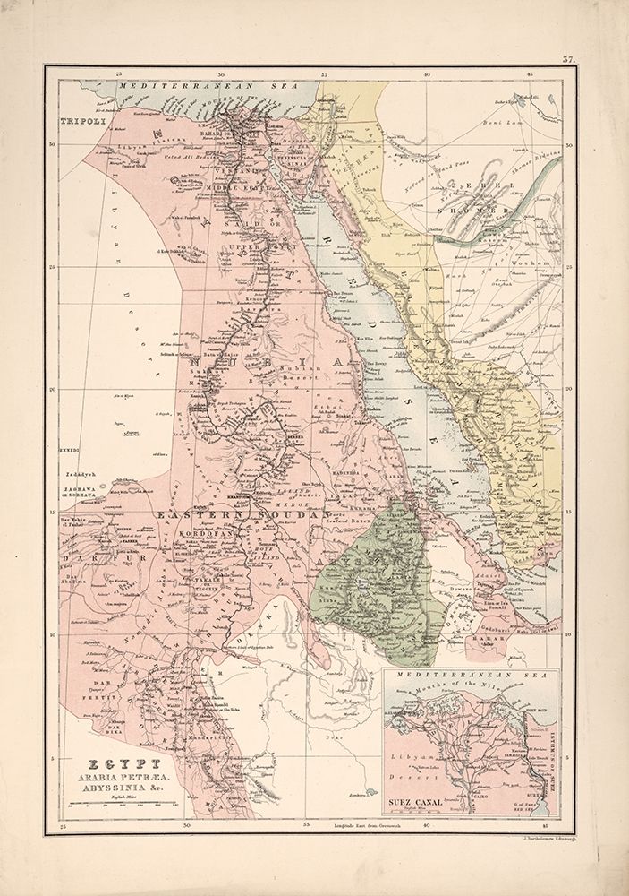 Egypt Arabia Petra and Abyssinia 1885 art print by Vintage Maps for $57.95 CAD