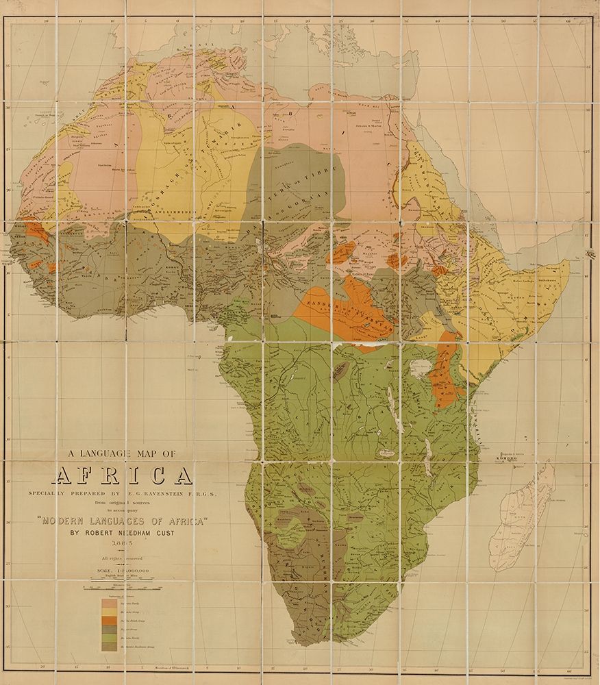 African Languages 1883 art print by Vintage Maps for $57.95 CAD