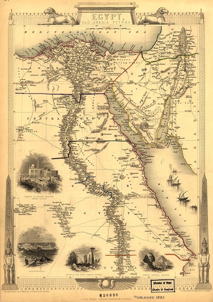Egypt and Arabia Petrea art print by Vintage Maps for $57.95 CAD