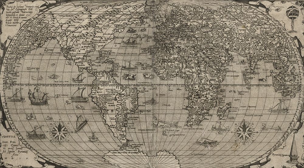 World 1568 art print by Vintage Maps for $57.95 CAD