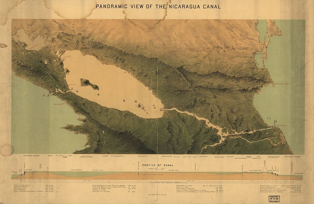 Nicaragua Isthmus Canal 1870 art print by Vintage Maps for $57.95 CAD