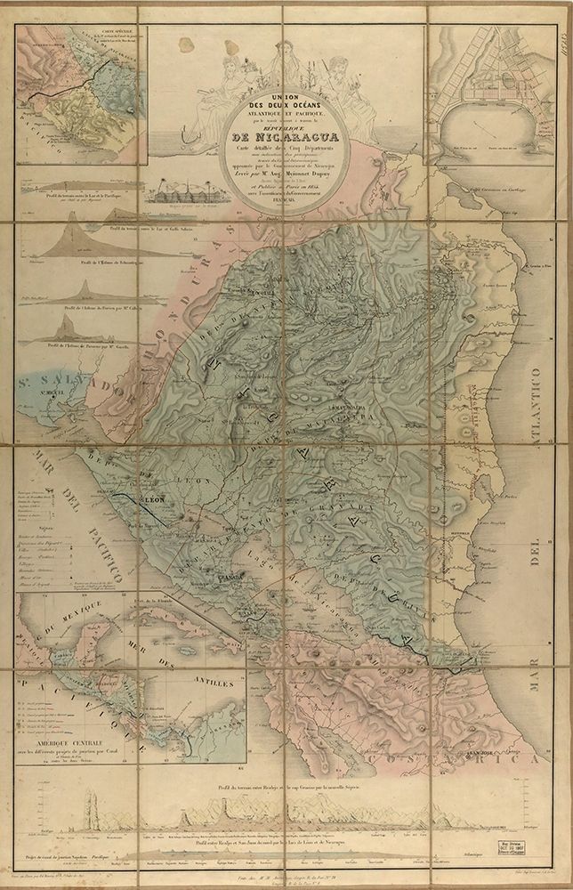 Nicaragua Isthmus Canal 1855 art print by Vintage Maps for $57.95 CAD