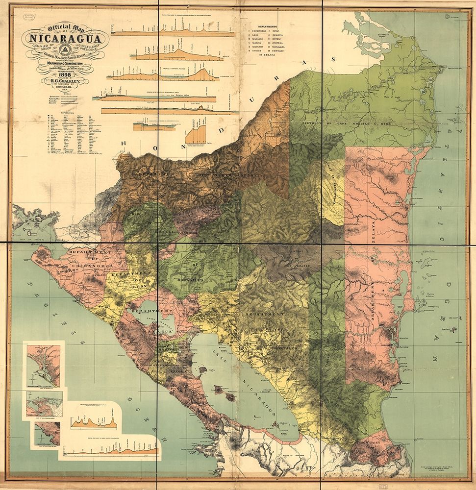 Nicaragua Isthmus Canal 1898 art print by Vintage Maps for $57.95 CAD