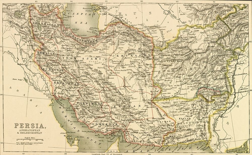Persia Afghanistan and Baluchistan 1901 art print by Vintage Maps for $57.95 CAD