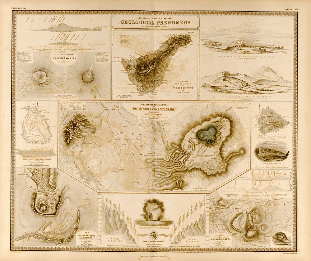 Geologic Phenomenon Volcanoes art print by Vintage Maps for $57.95 CAD
