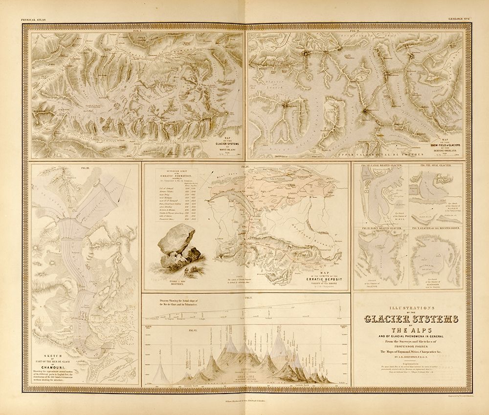 Mountains and Glacial Systems of the World art print by Vintage Maps for $57.95 CAD