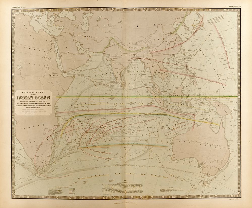 Currents in the Indian Ocean art print by Vintage Maps for $57.95 CAD