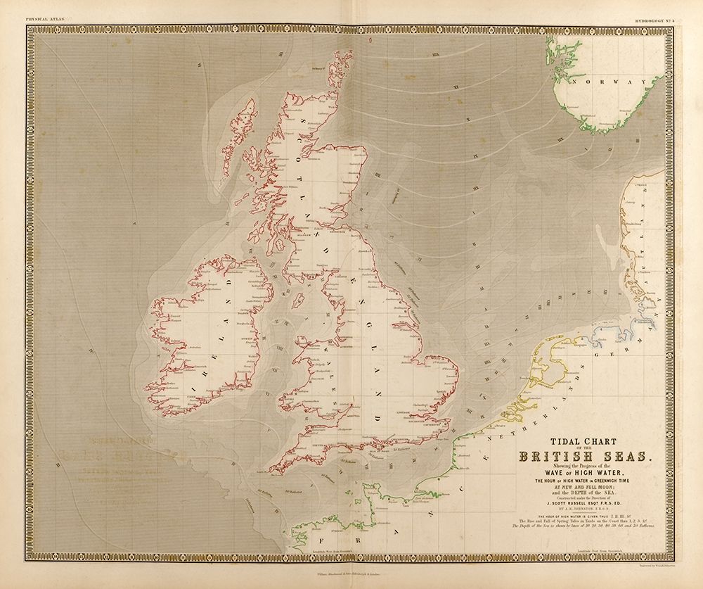 British Isles Waves High Water and Tides art print by Vintage Maps for $57.95 CAD