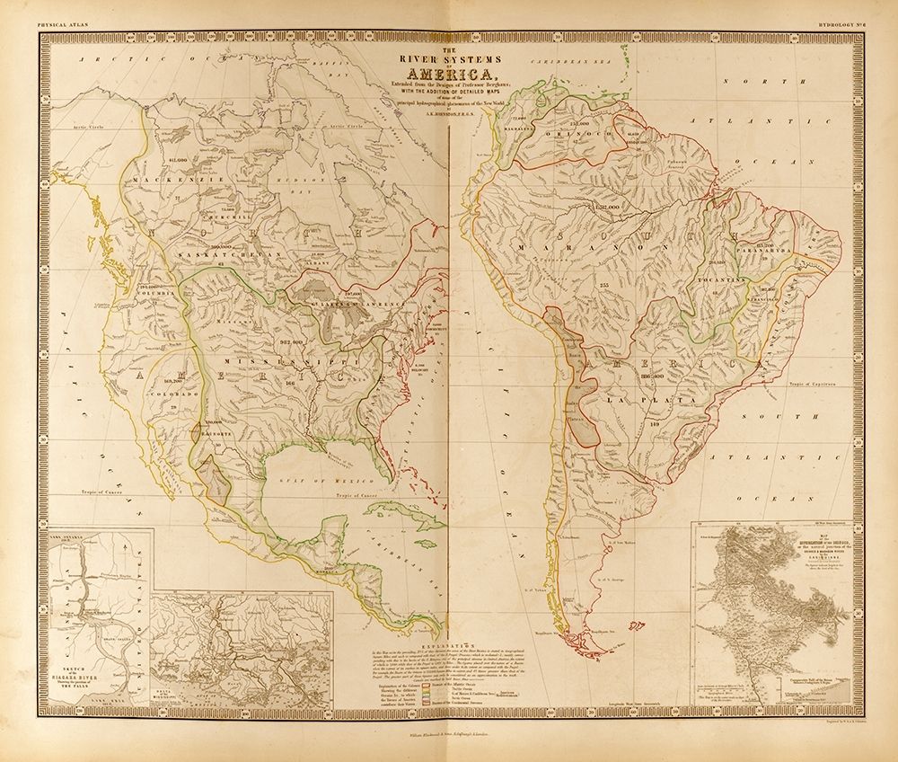 River Systems in the Americas art print by Vintage Maps for $57.95 CAD