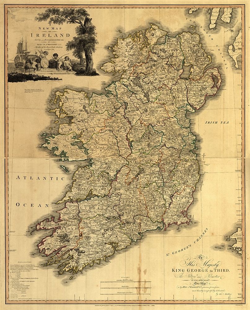 Memoir Map of Ireland 1797 art print by Vintage Maps for $57.95 CAD