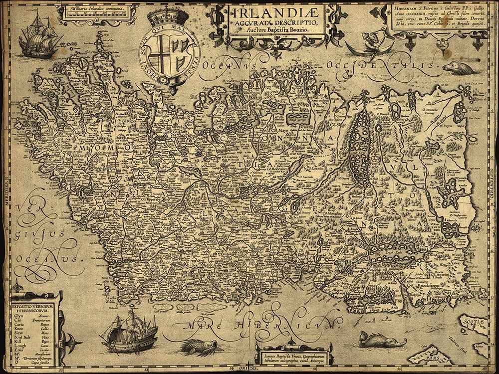Hiberia or Ireland 1598 art print by Vintage Maps for $57.95 CAD