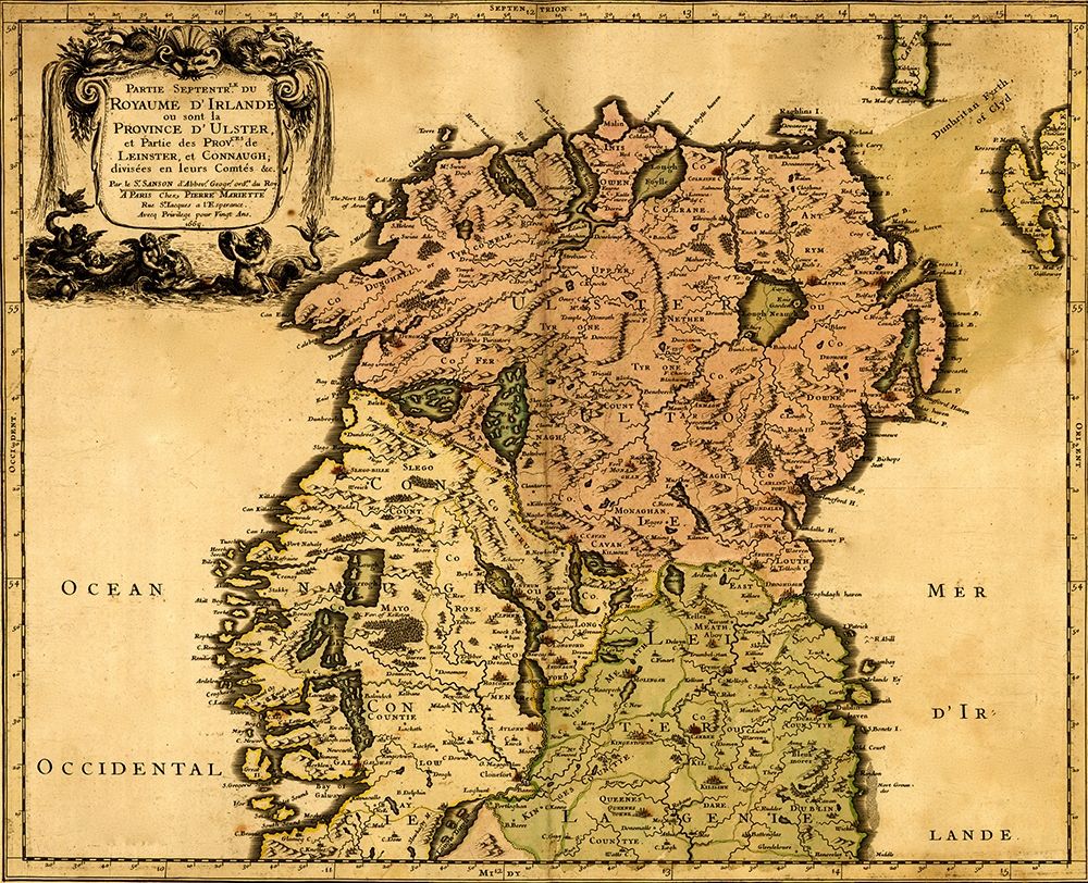 Ireland 1665 art print by Vintage Maps for $57.95 CAD