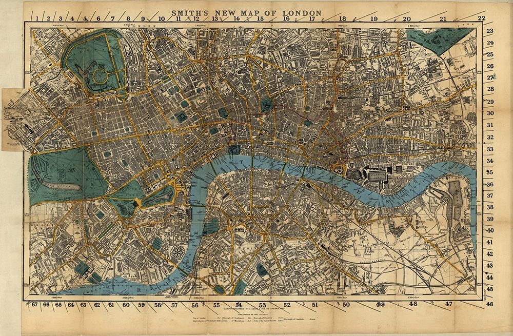 London England 1860 art print by Vintage Maps for $57.95 CAD