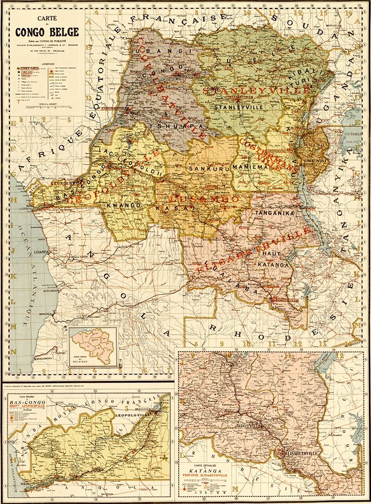 Belgian Congo 1896 art print by Vintage Maps for $57.95 CAD