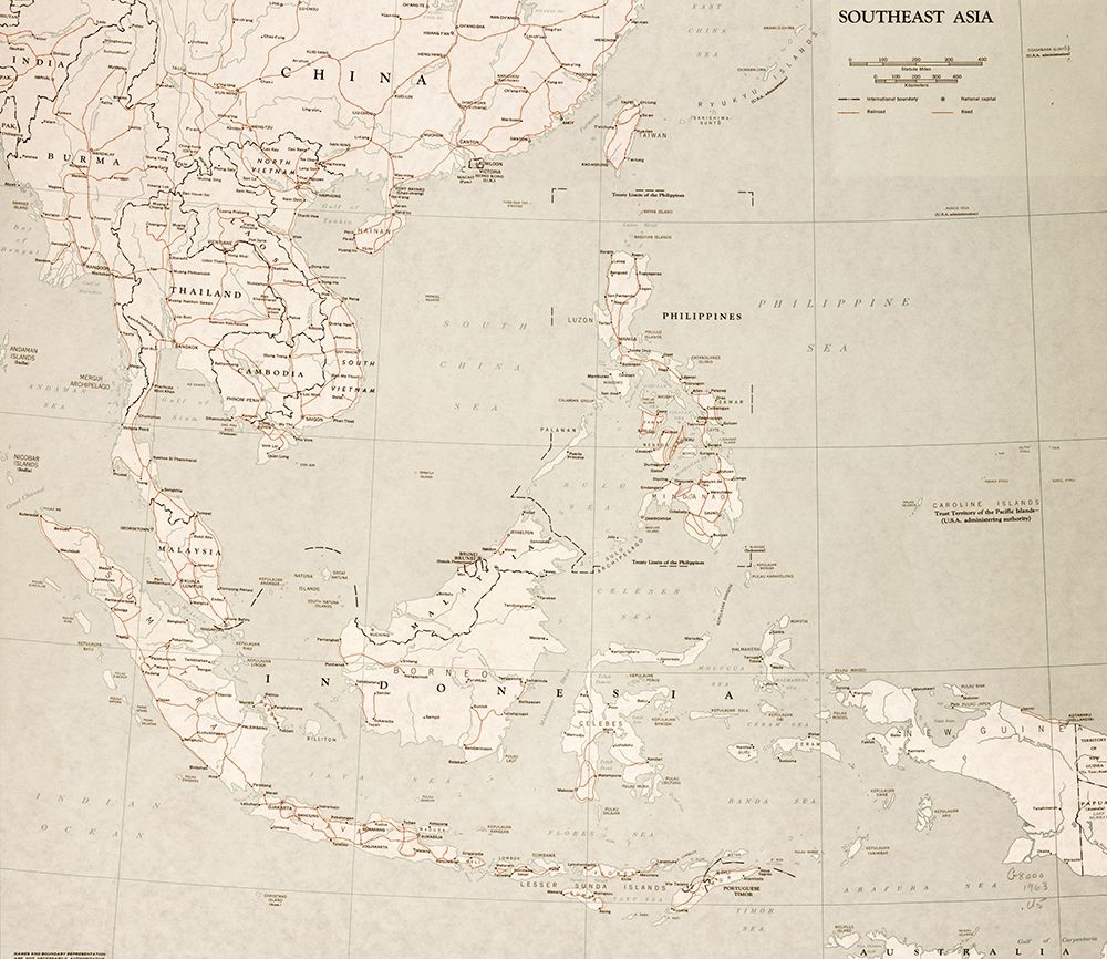 Southeast Asia 1963 art print by Vintage Maps for $57.95 CAD