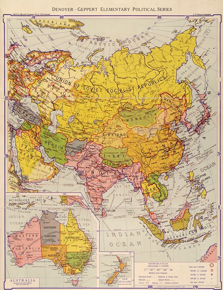 Asia 1934 art print by Vintage Maps for $57.95 CAD