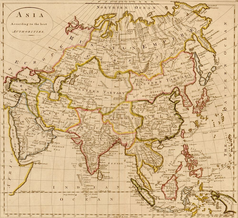 Asia 1814 art print by Vintage Maps for $57.95 CAD