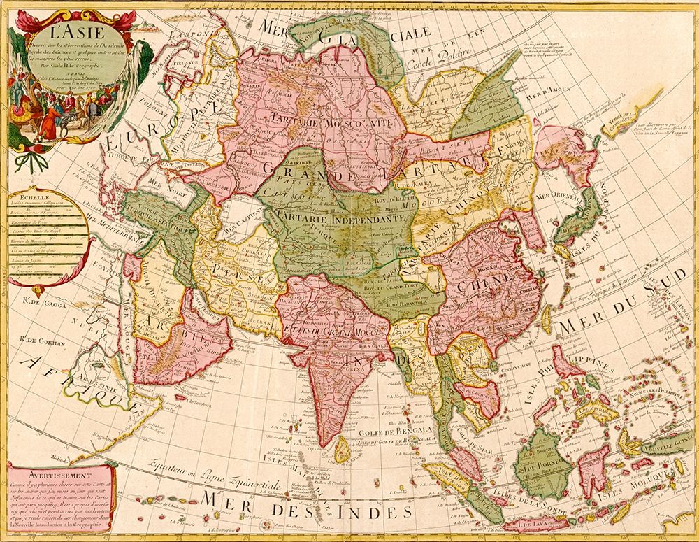 Asia 1700 art print by Vintage Maps for $57.95 CAD