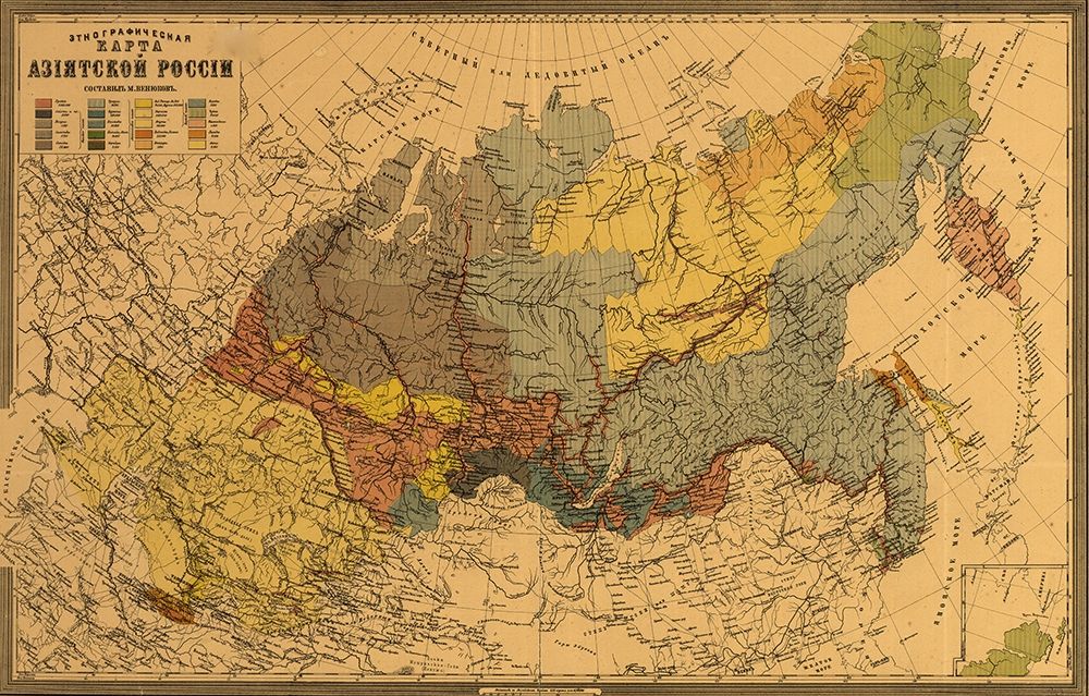 Ethnographic Map of Asiatic Russia 1870 art print by Vintage Maps for $57.95 CAD