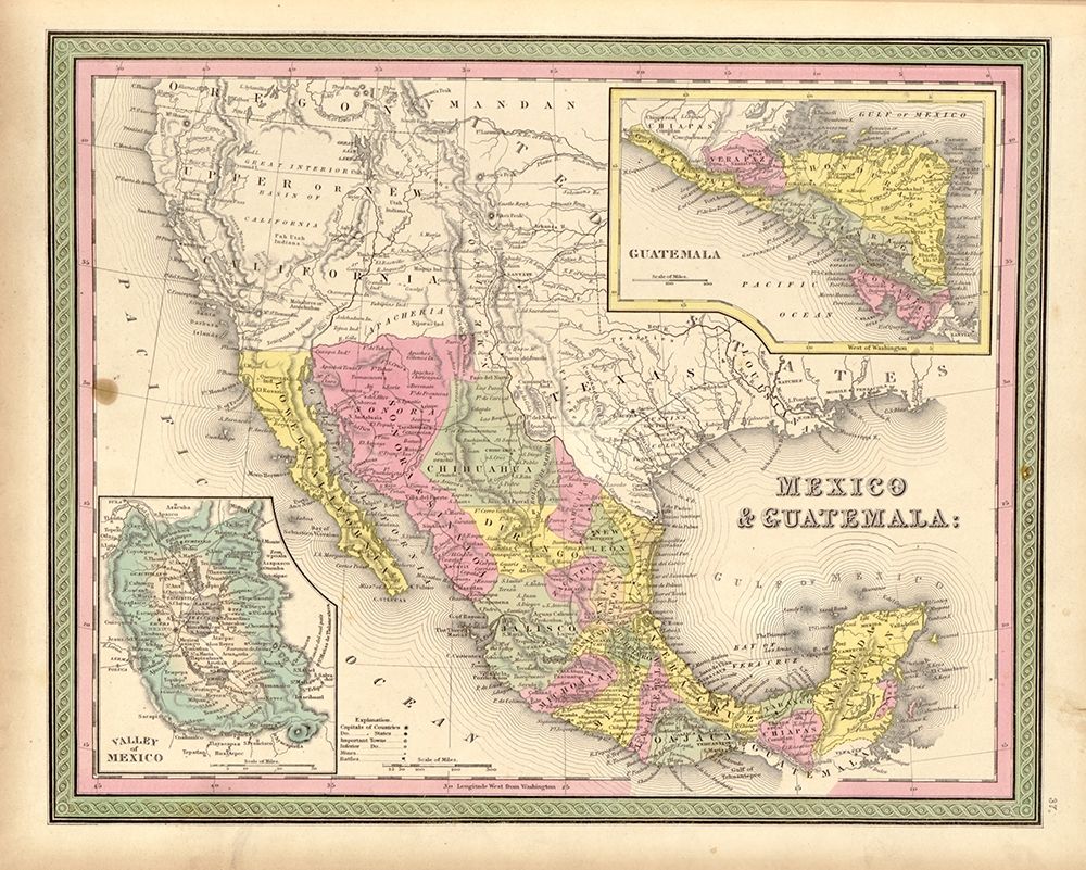 Mexico and Guatamala 1849 art print by Vintage Maps for $57.95 CAD