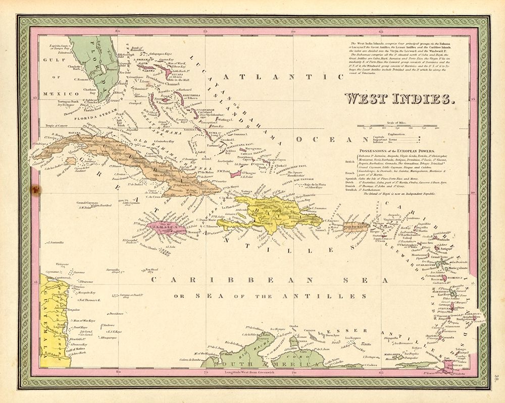 West Indies 1849 art print by Vintage Maps for $57.95 CAD