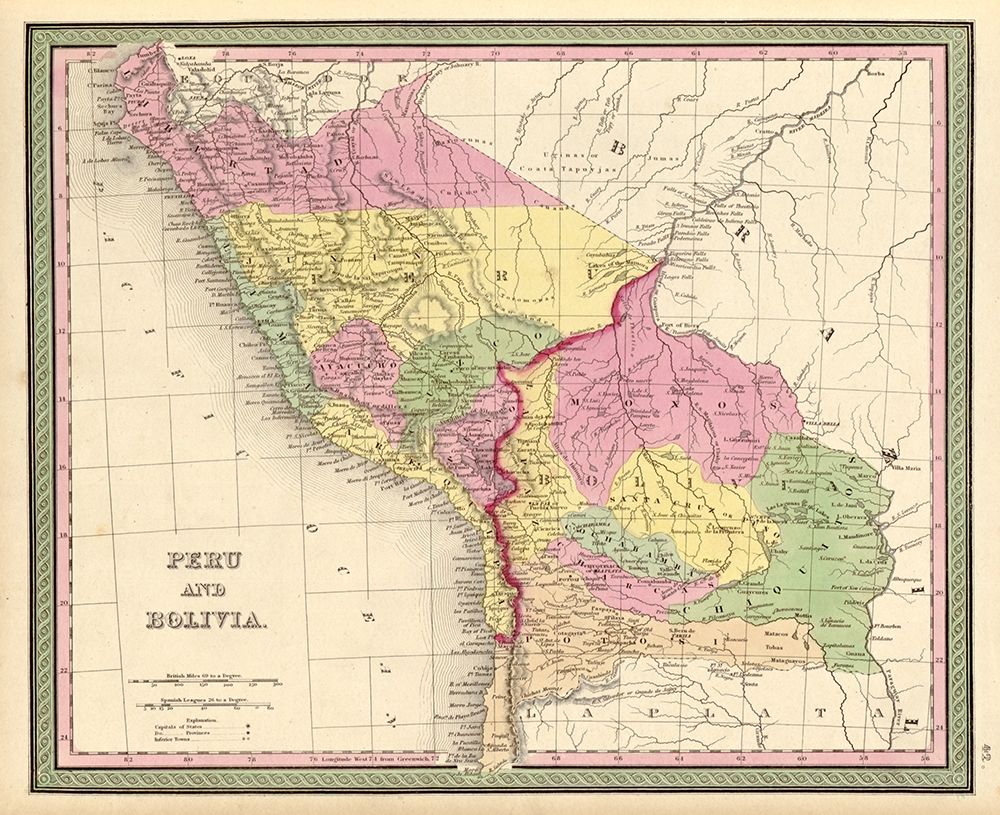 Peru and Bolivia 1849 art print by Vintage Maps for $57.95 CAD