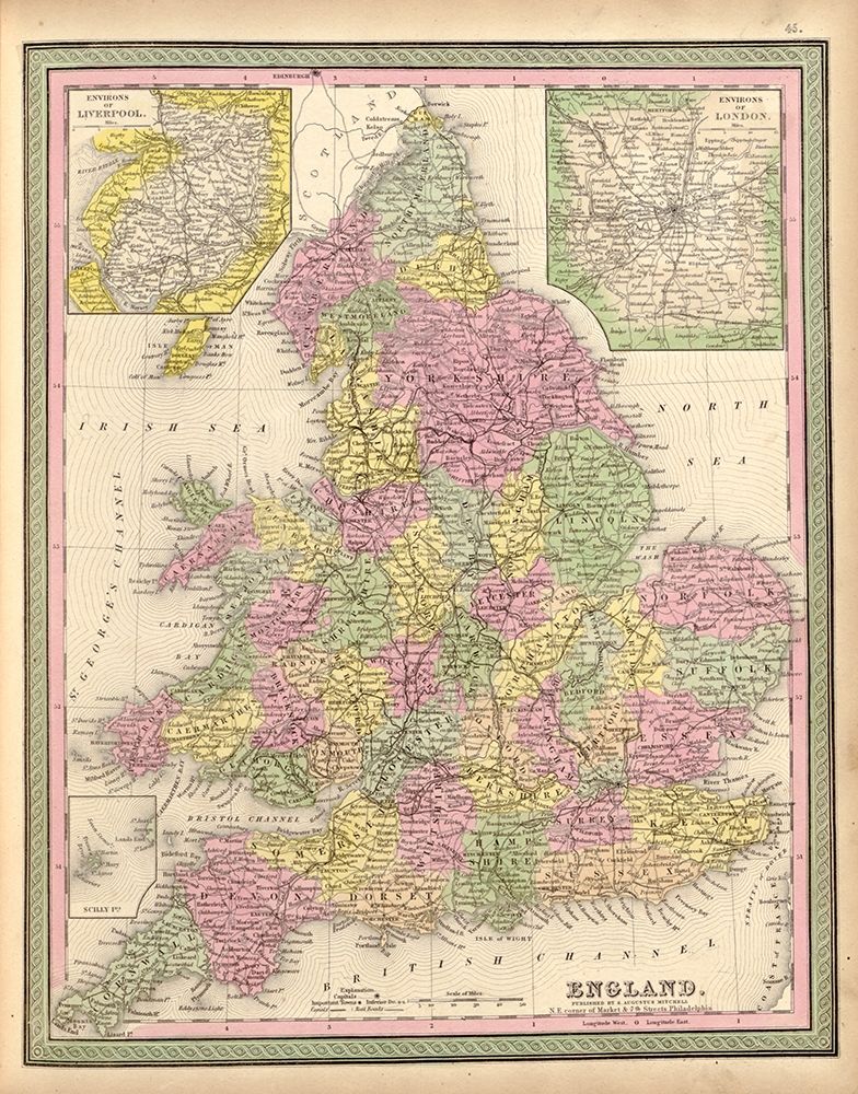 England 1849 art print by Vintage Maps for $57.95 CAD