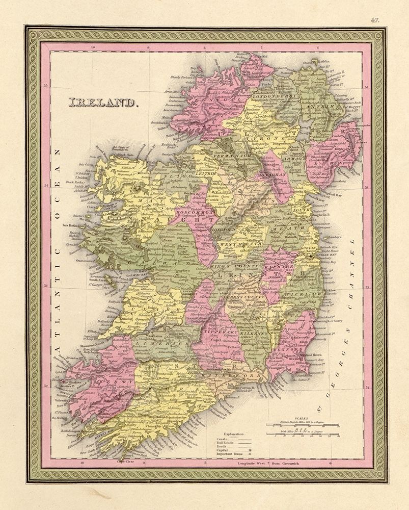 Ireland 1849 art print by Vintage Maps for $57.95 CAD